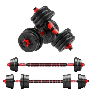 5-44lbs Adjustable Dumbbell to Barbell Set, Anti-Slip Grip,
