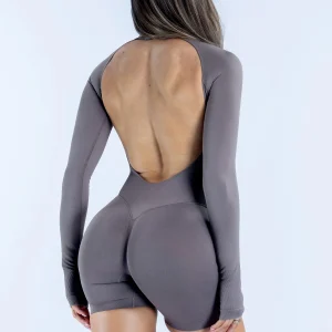 One Piece Women Seamless Yoga Fitness Workout Short Jumpsuit