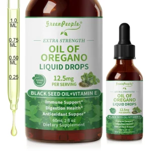 60ML Organic Oregano Oil Drops with Black Seed Oil & Vitamin E Immune,