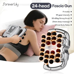 24-Head Fascia Gun 99 Levels Strength High-Frequency Vibration Body Massage