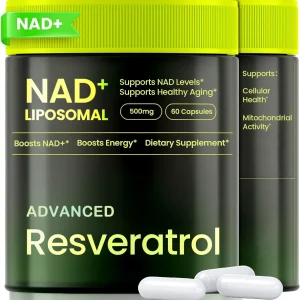 Liposomal NAD+ with Resveratrol - NAD Plus Capsules for Anti Aging, Brain Function & Cell Regeneration